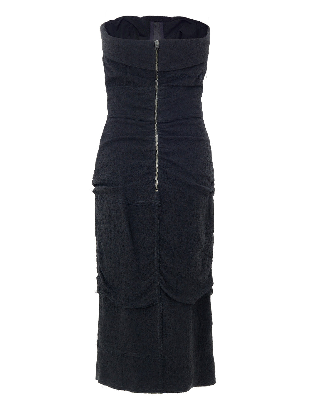 Tom Ford Black Draped Viscose Dress with Bustier Detail