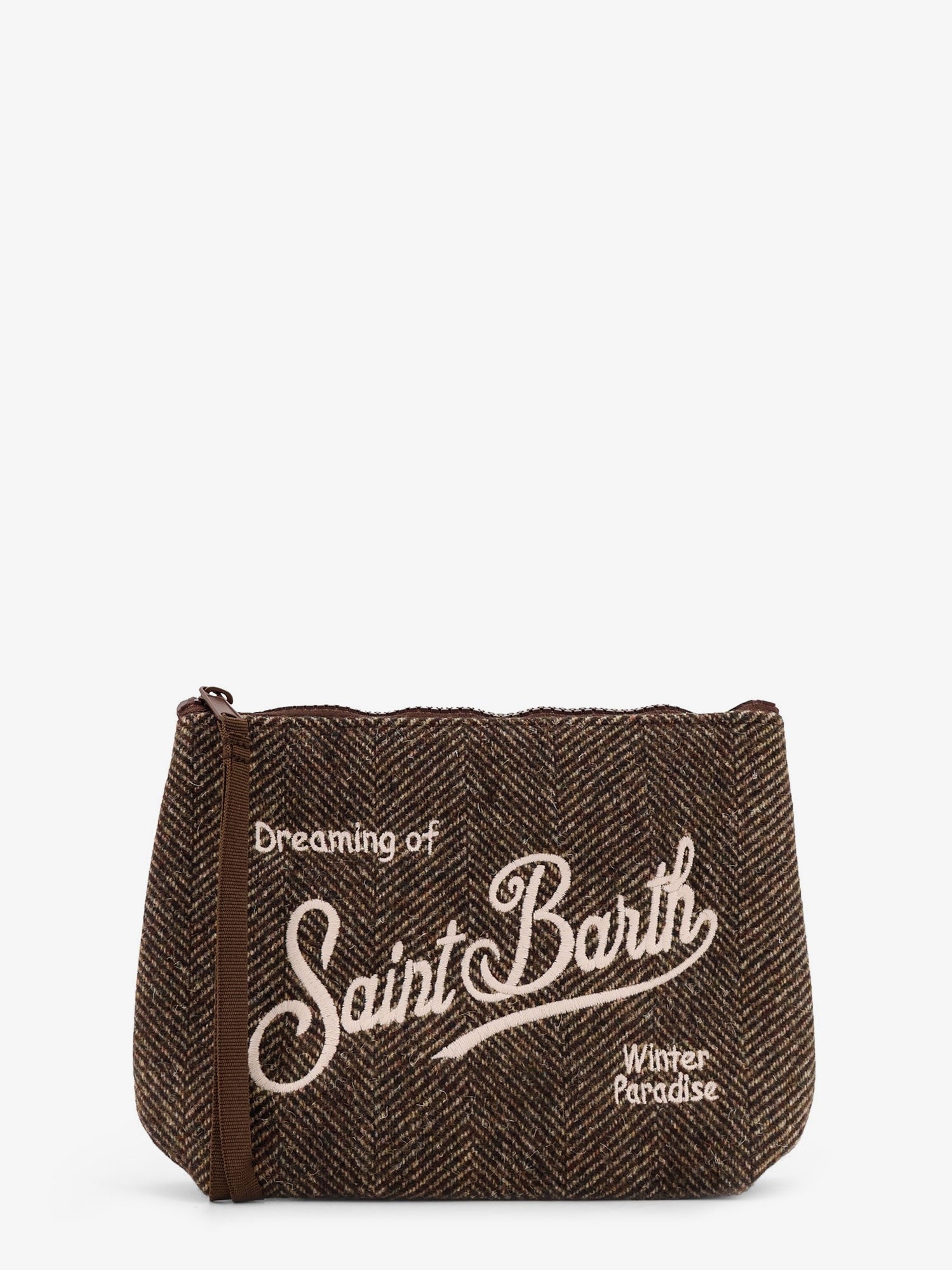 MC2 SAINT BARTH Aline Wool clutch bag with herringbone pattern