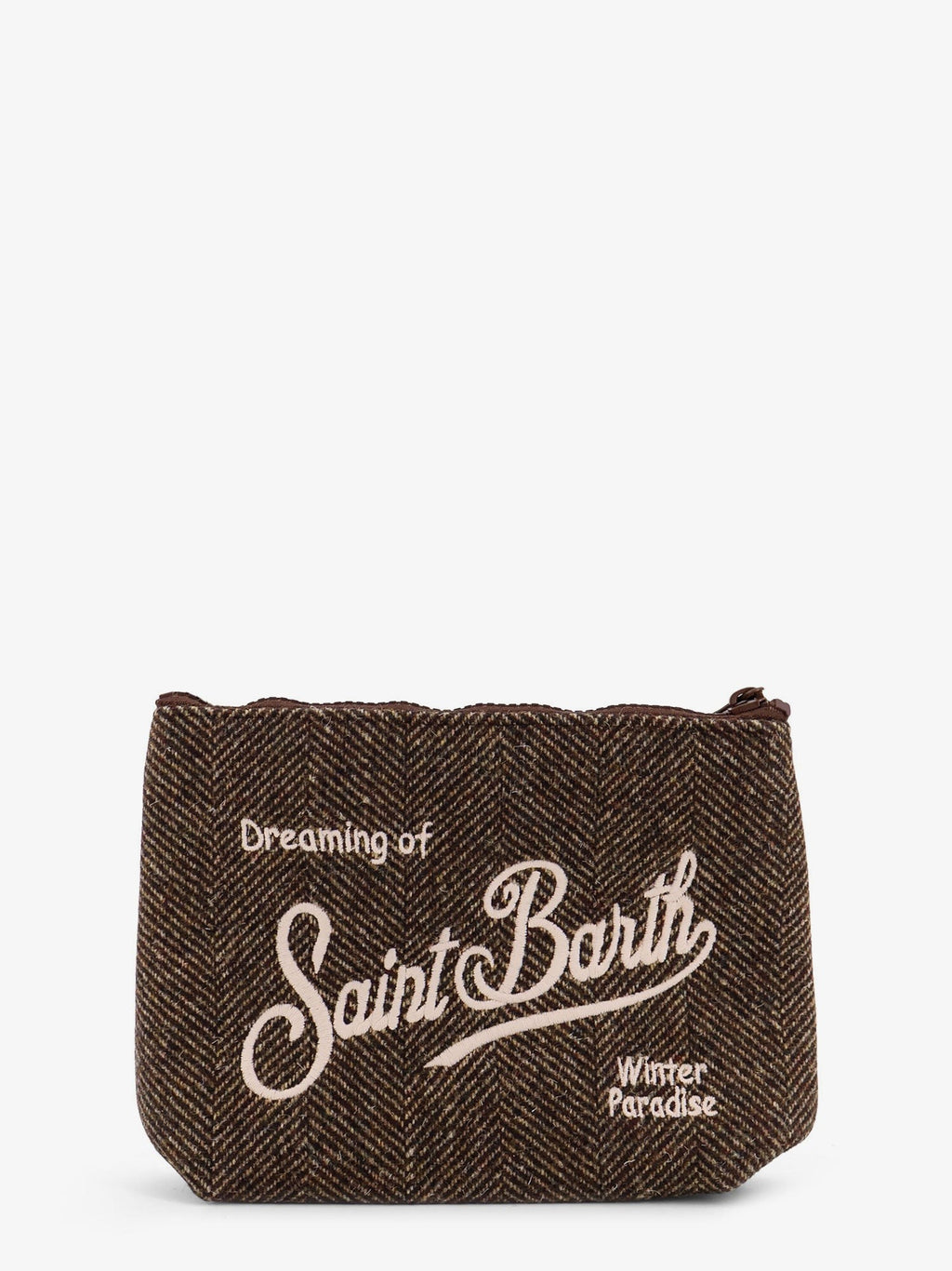 MC2 SAINT BARTH Aline Wool clutch bag with herringbone pattern