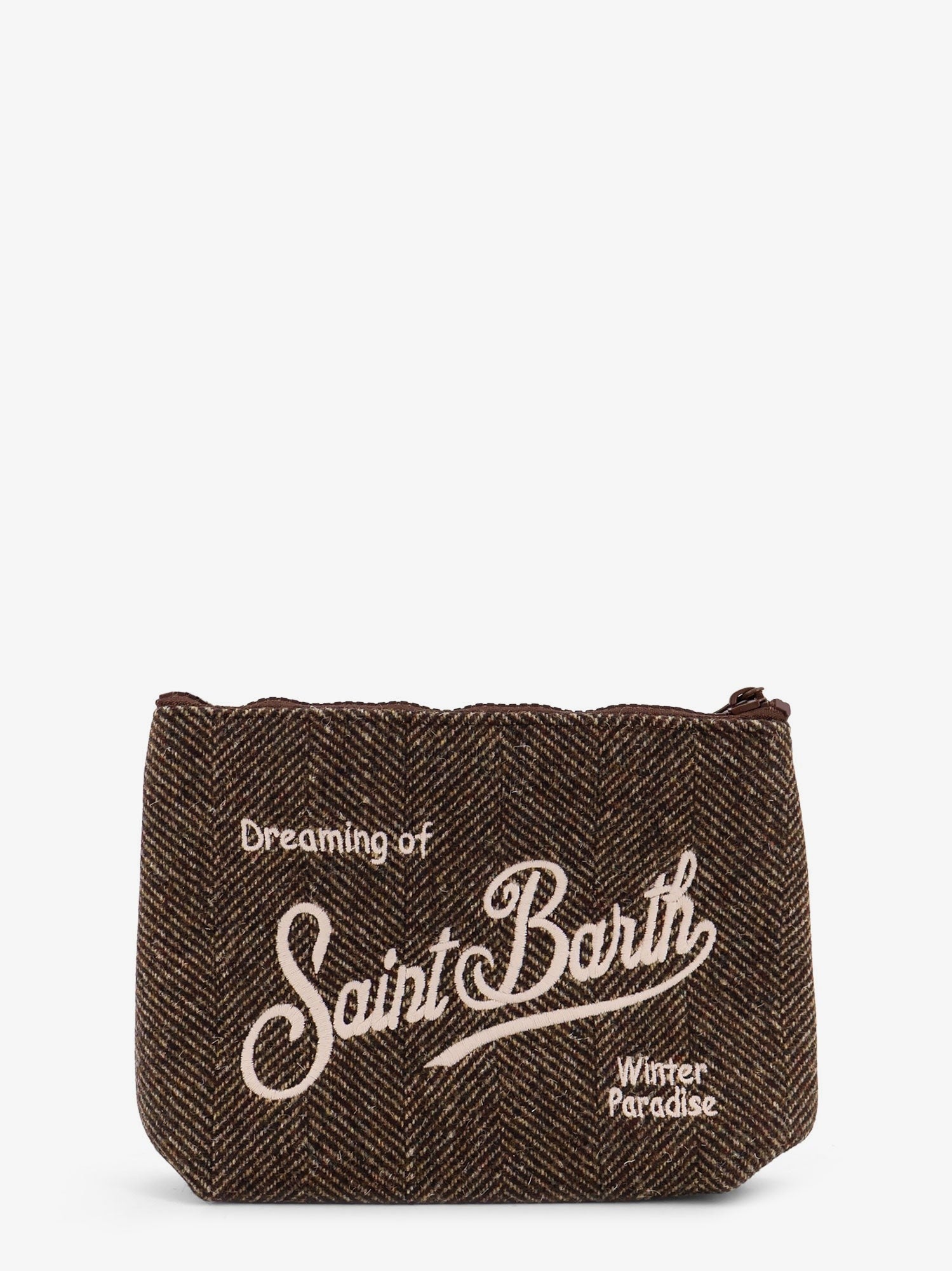 MC2 SAINT BARTH Aline Wool clutch bag with herringbone pattern