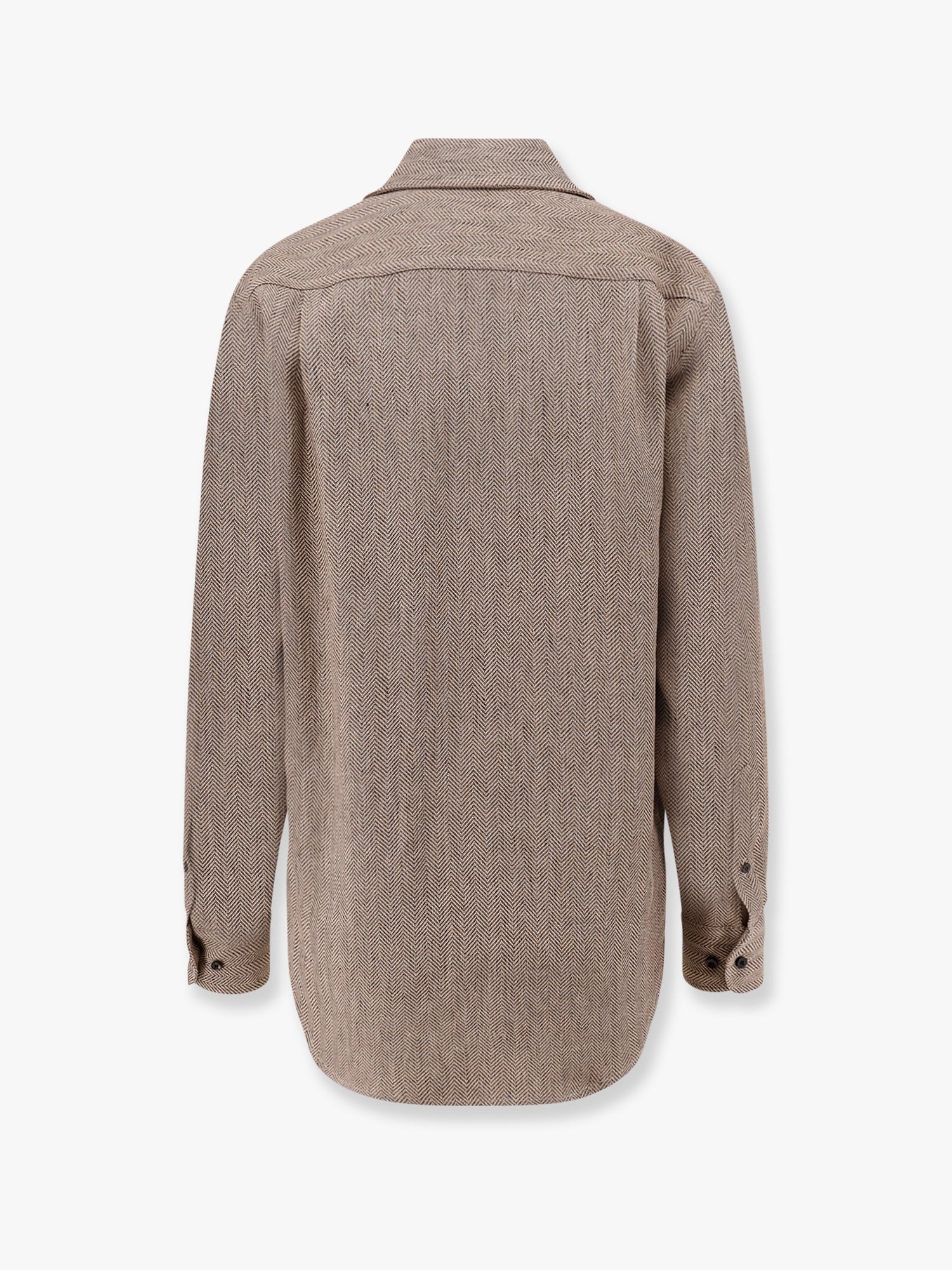 LORO PIANA André linen shirt with herringbone motif