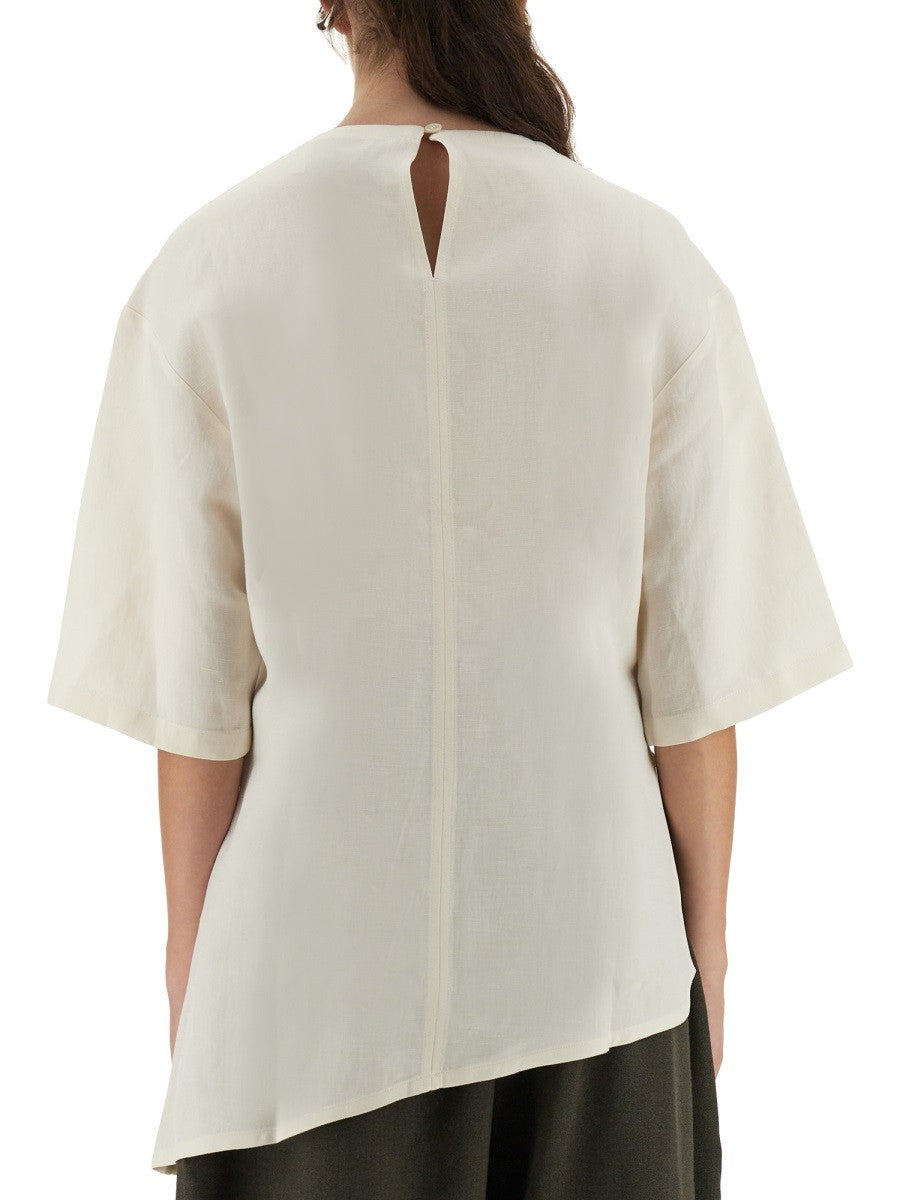 STUDIO NICHOLSON ASYMMETRICAL "VICHY" T-SHIRT