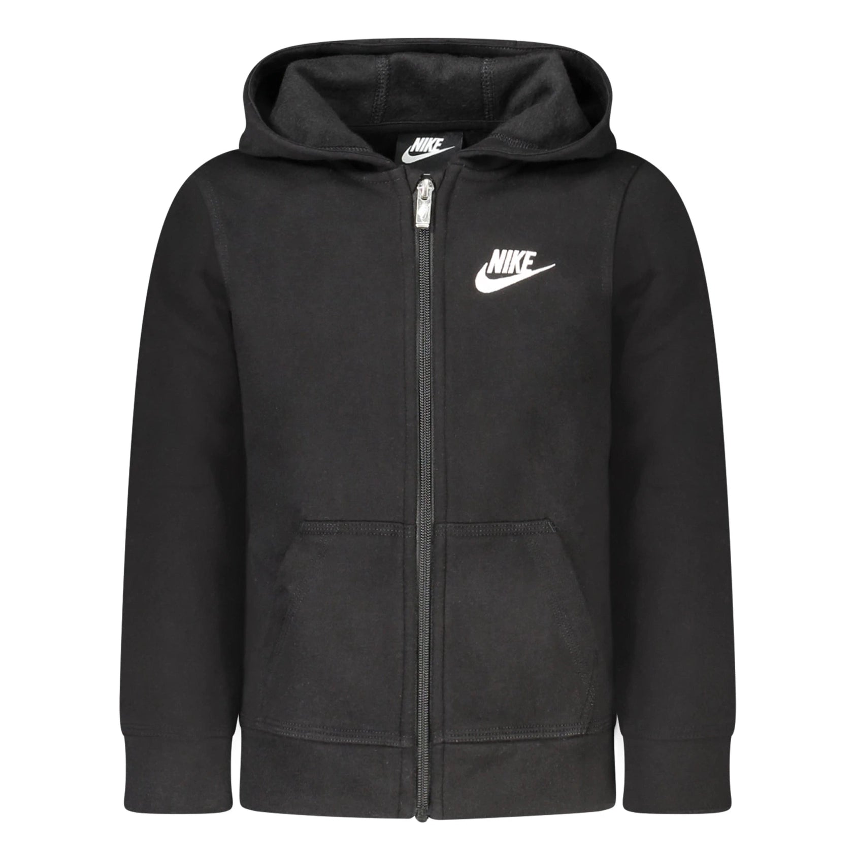 Kids Black Zip-Up Hooded Sweatshirt with Long Sleeves