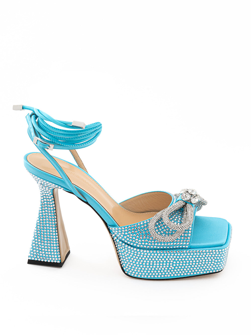 Light Blue Platform Sandals with Crystals Double Bow Mach & Mach