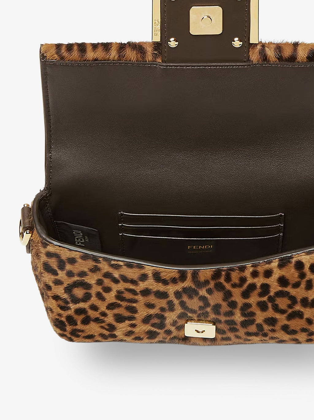 Fendi Baguette Mini leather shoulder bag with Fendi Leo print