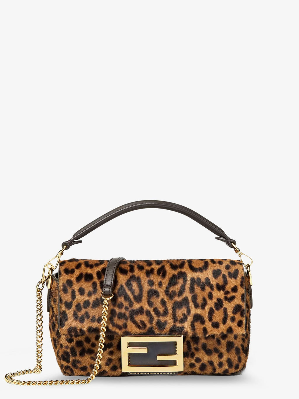 Fendi Baguette Mini leather shoulder bag with Fendi Leo print