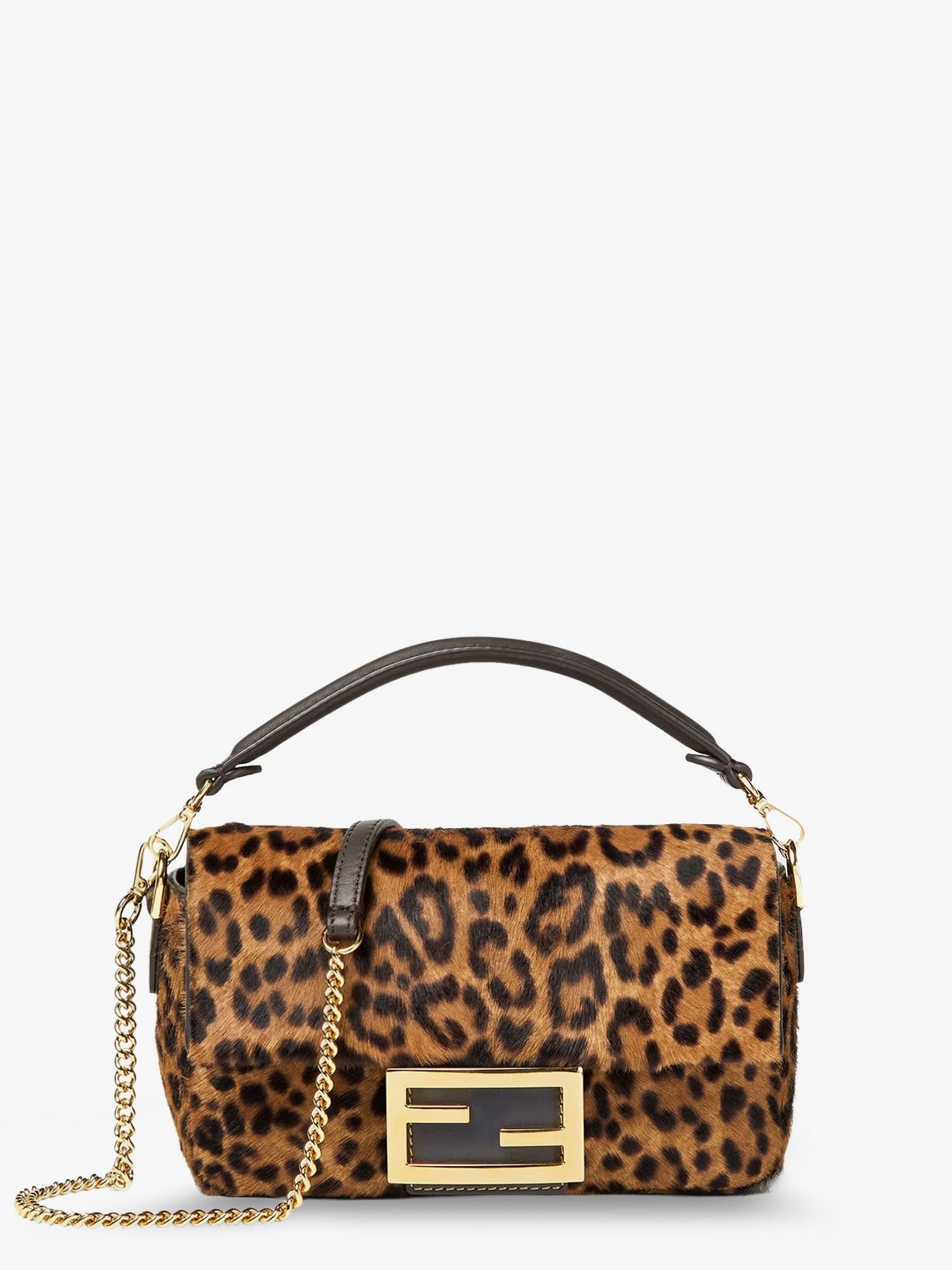 Fendi Baguette Mini leather shoulder bag with Fendi Leo print