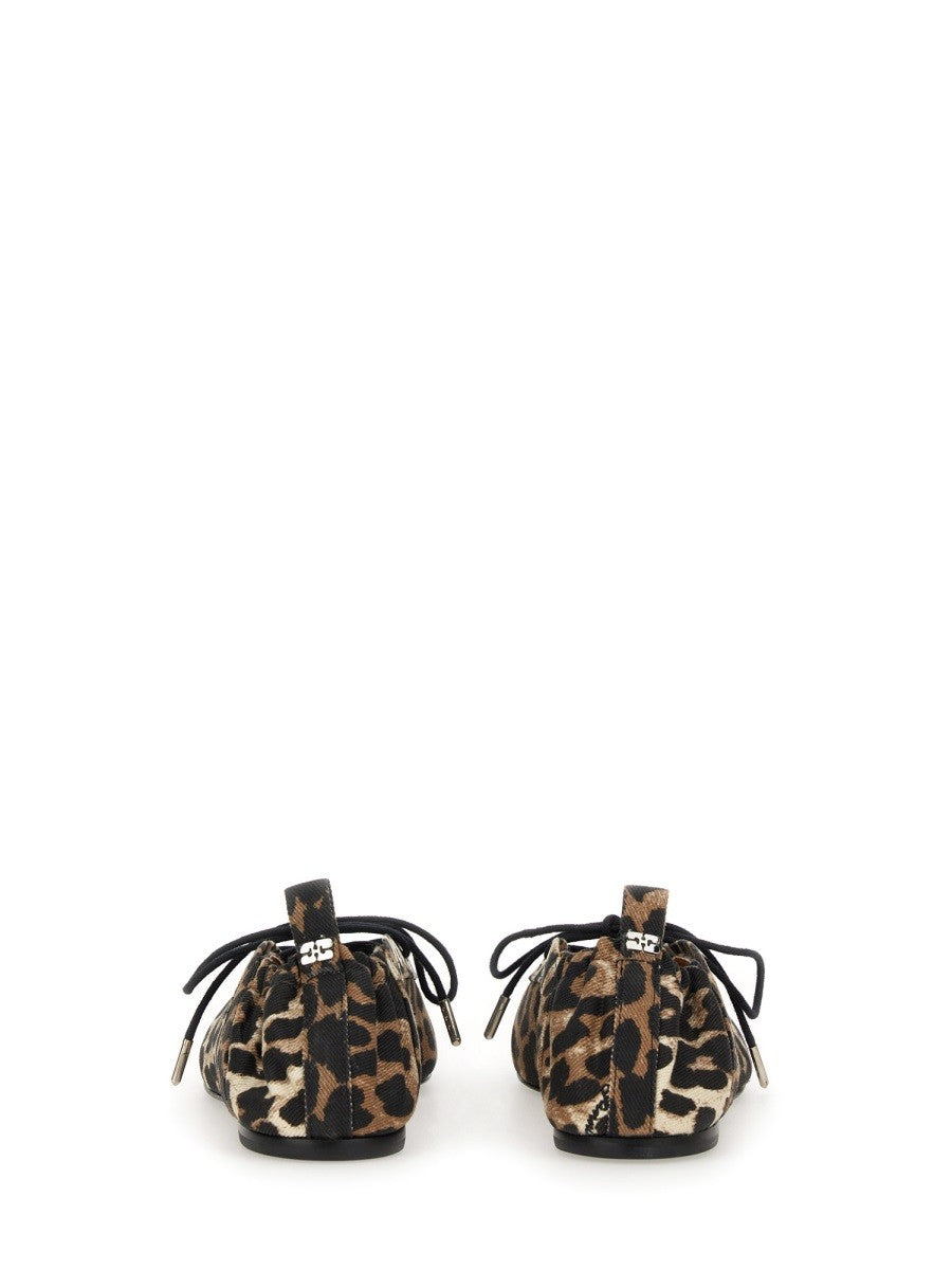 Ganni Ballerina Lace-Up Animal Print