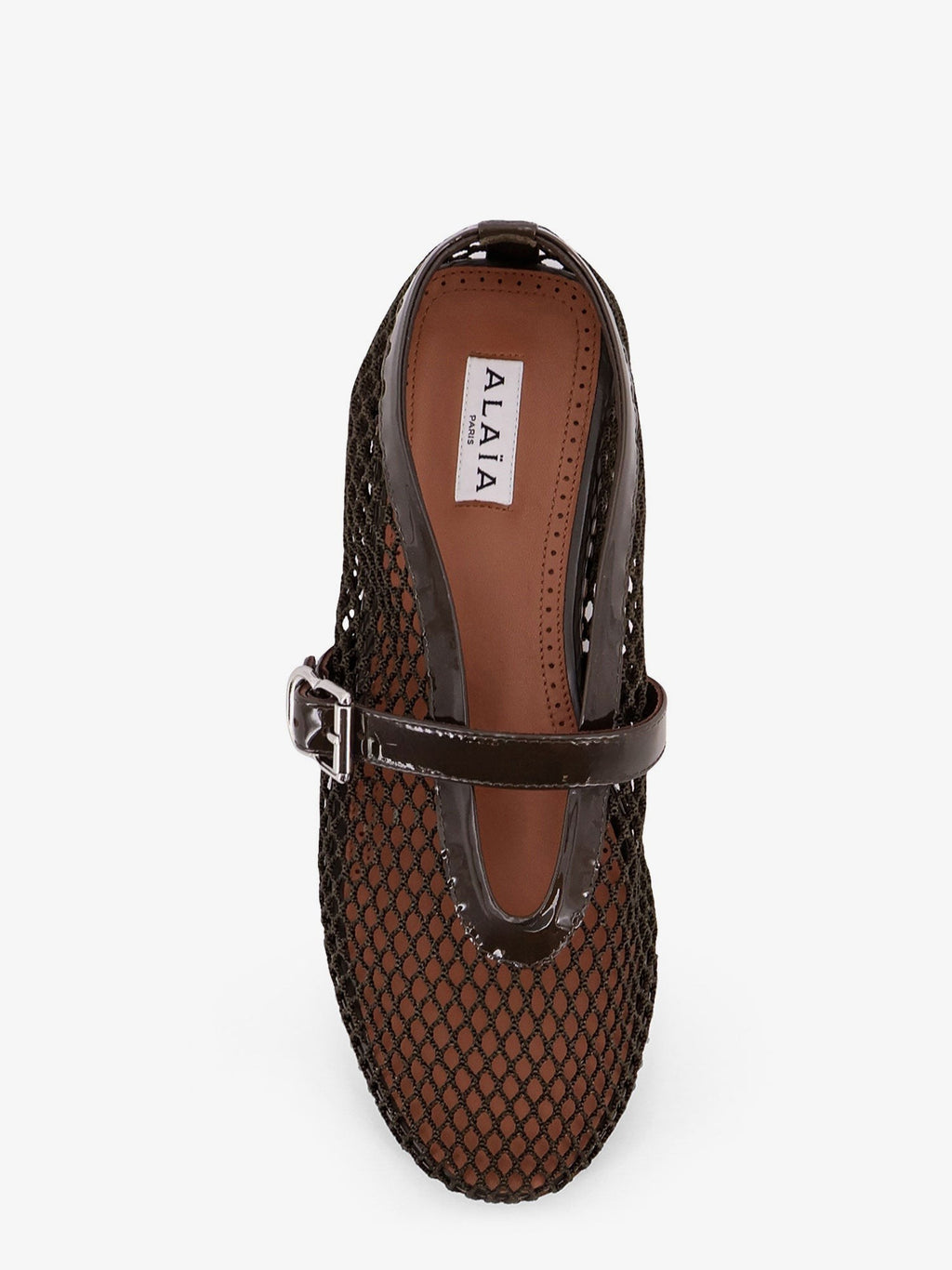 ALAIA Ballet Flats mesh ballerinas with patent leather profiles