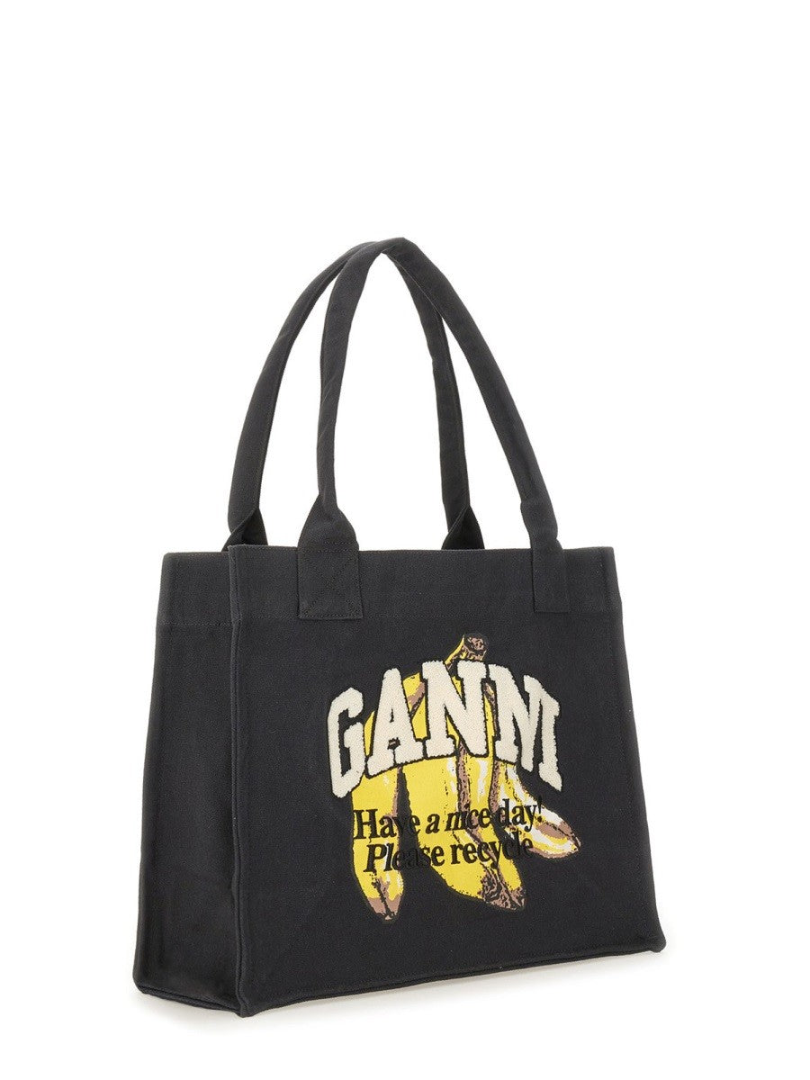 GANNI BANANA PRINT LARGE TOTE BAG