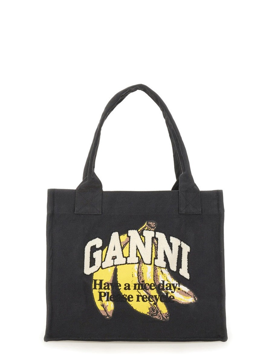 GANNI BANANA PRINT LARGE TOTE BAG