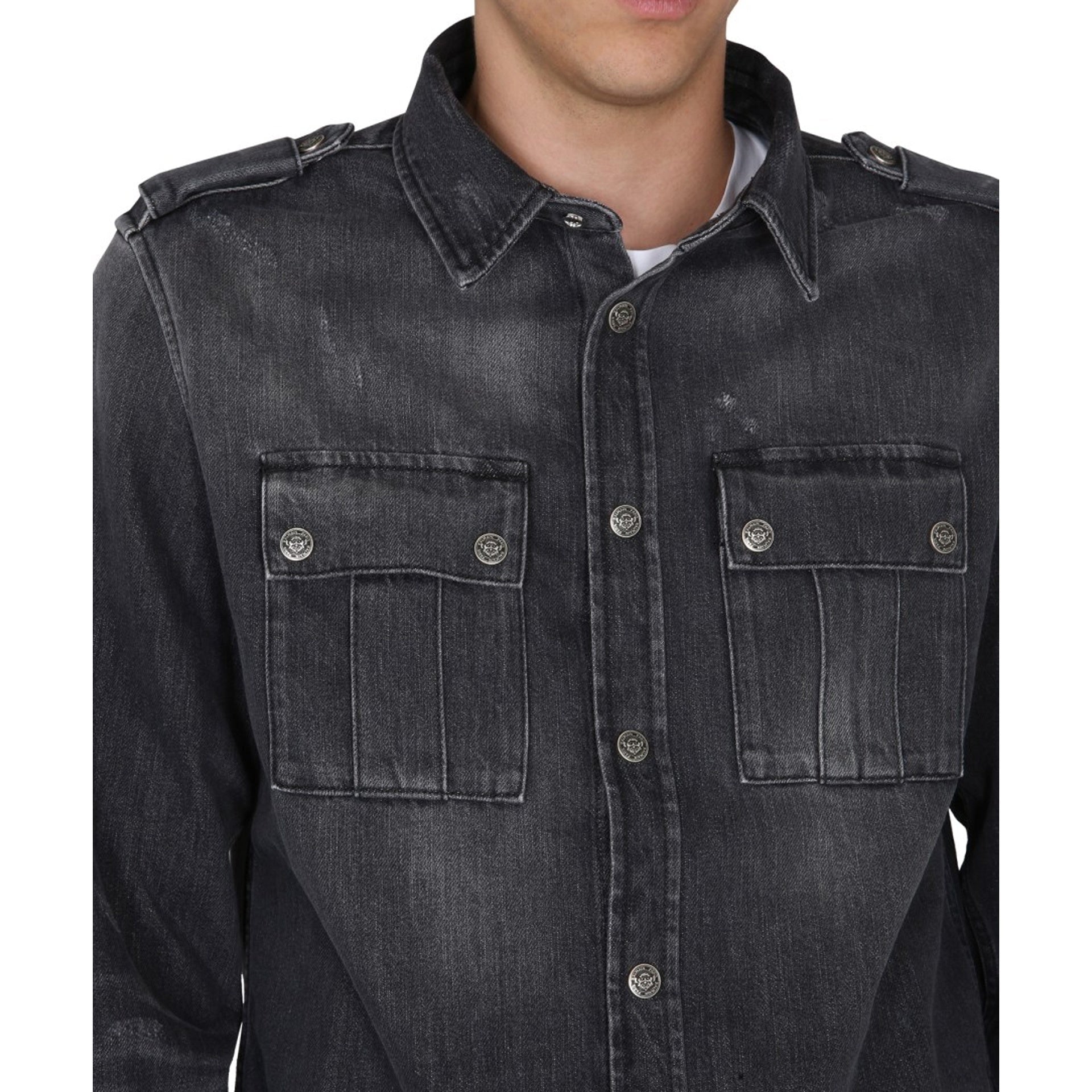 Chemise en jean de coton Balmain