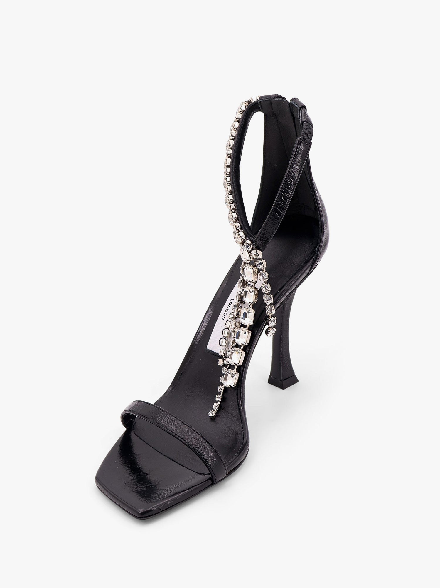 Jimmy Choo Black vintage leather sandals with crystals detail