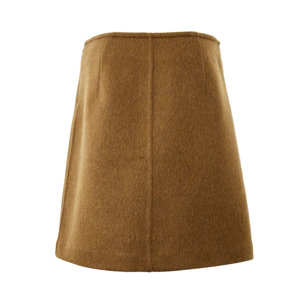 Bottega Veneta wool skirt in brown with a simple A-line shape and soft texture