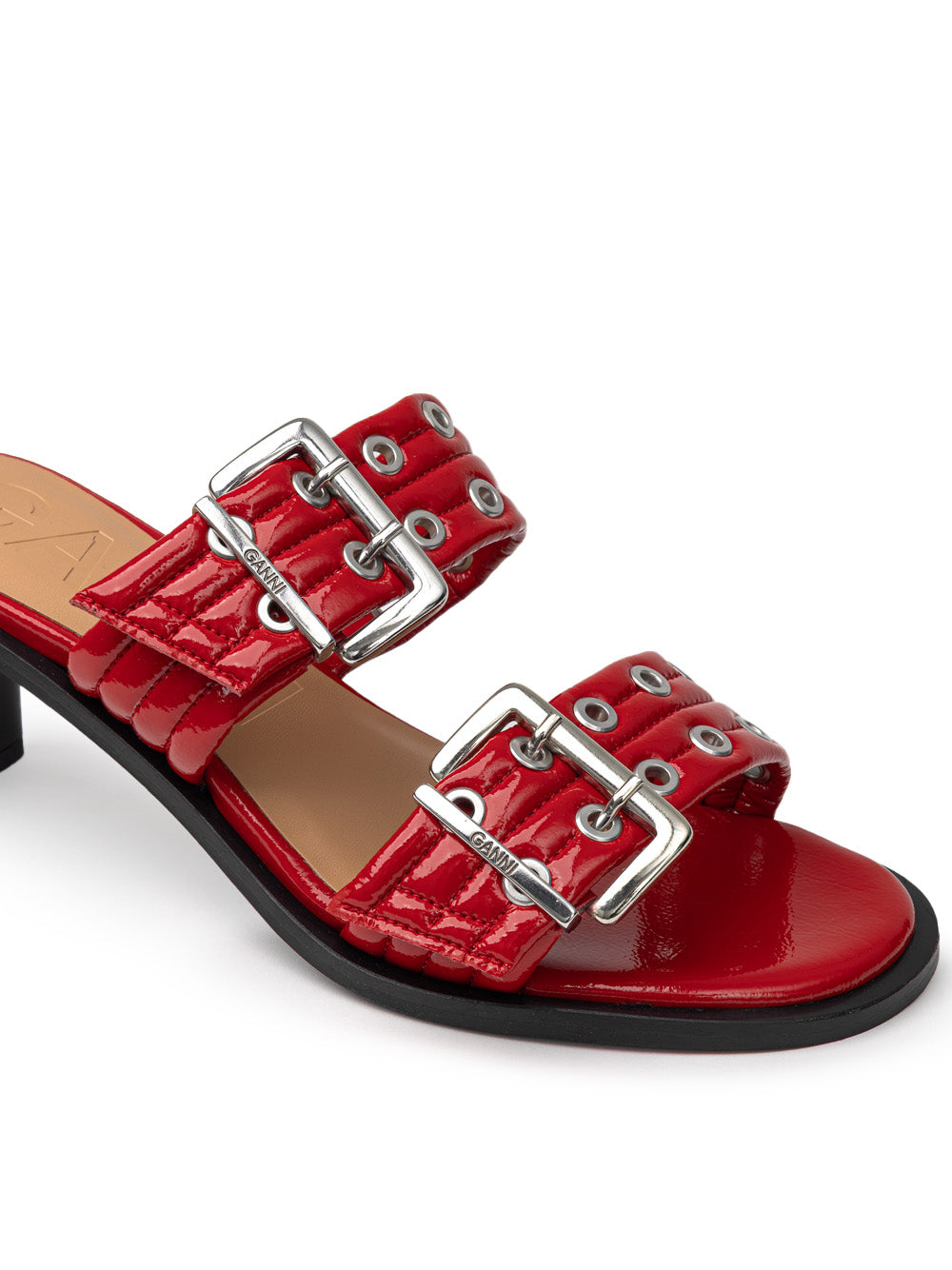 Ganni Two-Band Mules with Perforated Studs