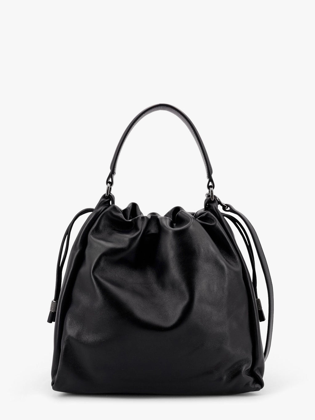 Brunello Cucinelli Bucket Mellow leather bucket bag with Monili detail