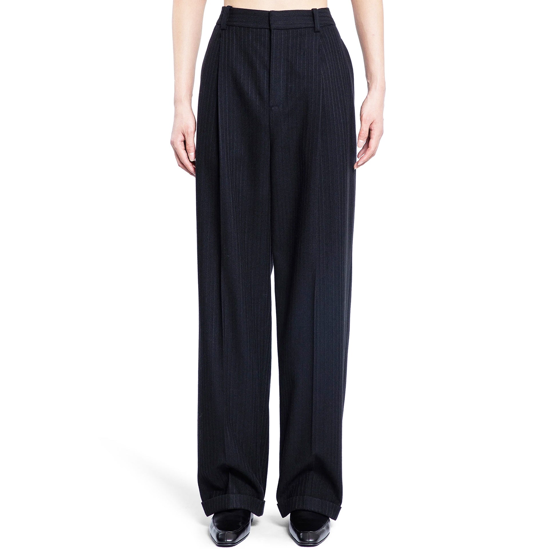 Saint Laurent Cashmere And Wool Flannel 90'S Striped Pants – Siebentaschen
