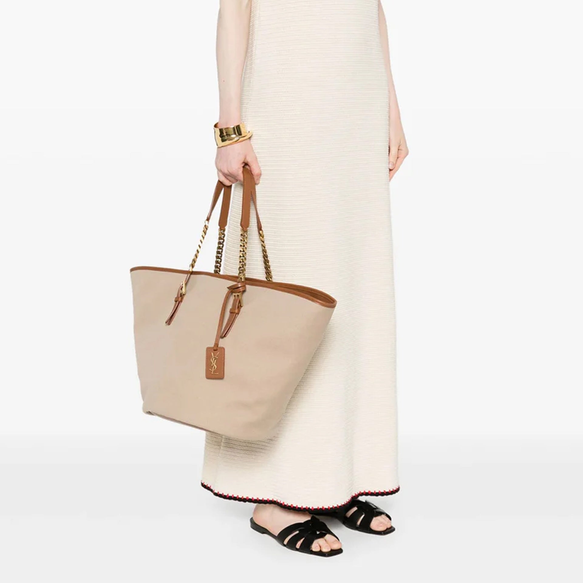 Saint Laurent Cassandre-tag Canvas Tote Bag