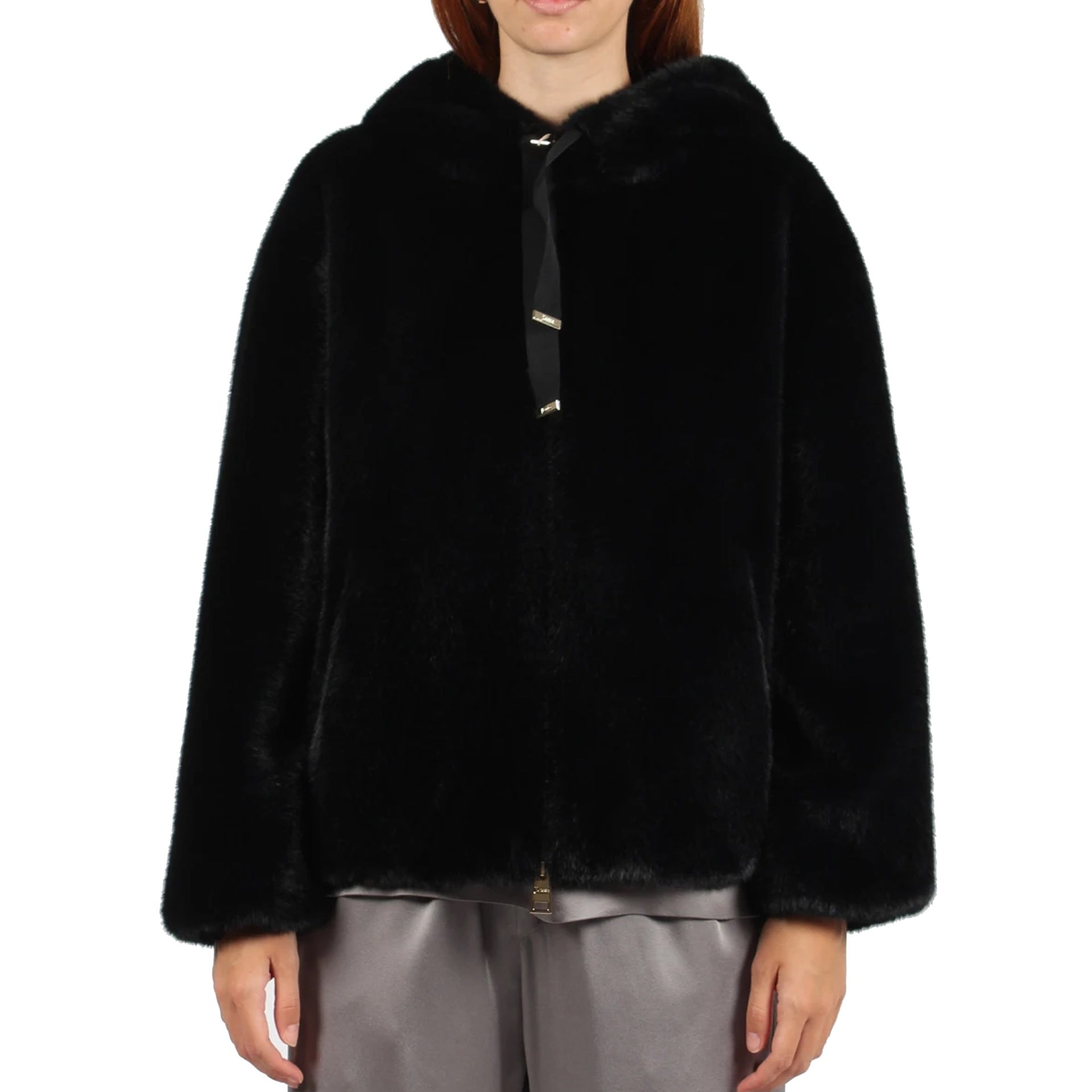 HERNO Faux Fur Hooded Jacket