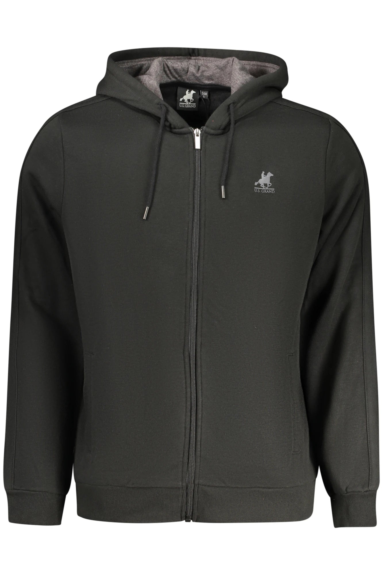 US GRAND MEN&#39;S BLACK ZIP-UP SWEATSHIRT