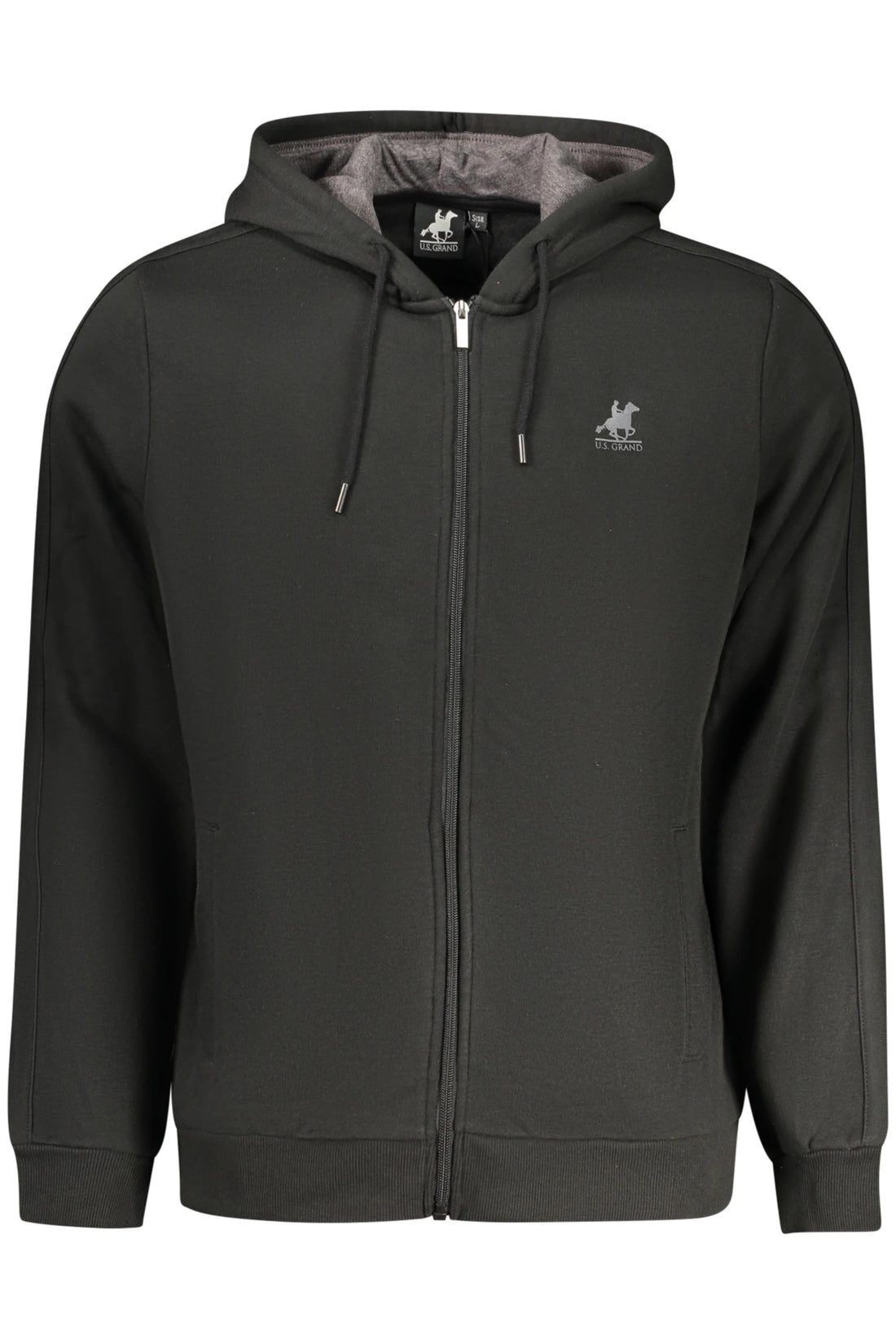 US GRAND MEN&#39;S BLACK ZIP-UP SWEATSHIRT