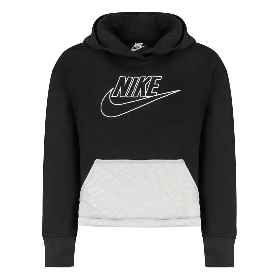 Kids Black Zip-Up Hooded Sweatshirt with Long Sleeves