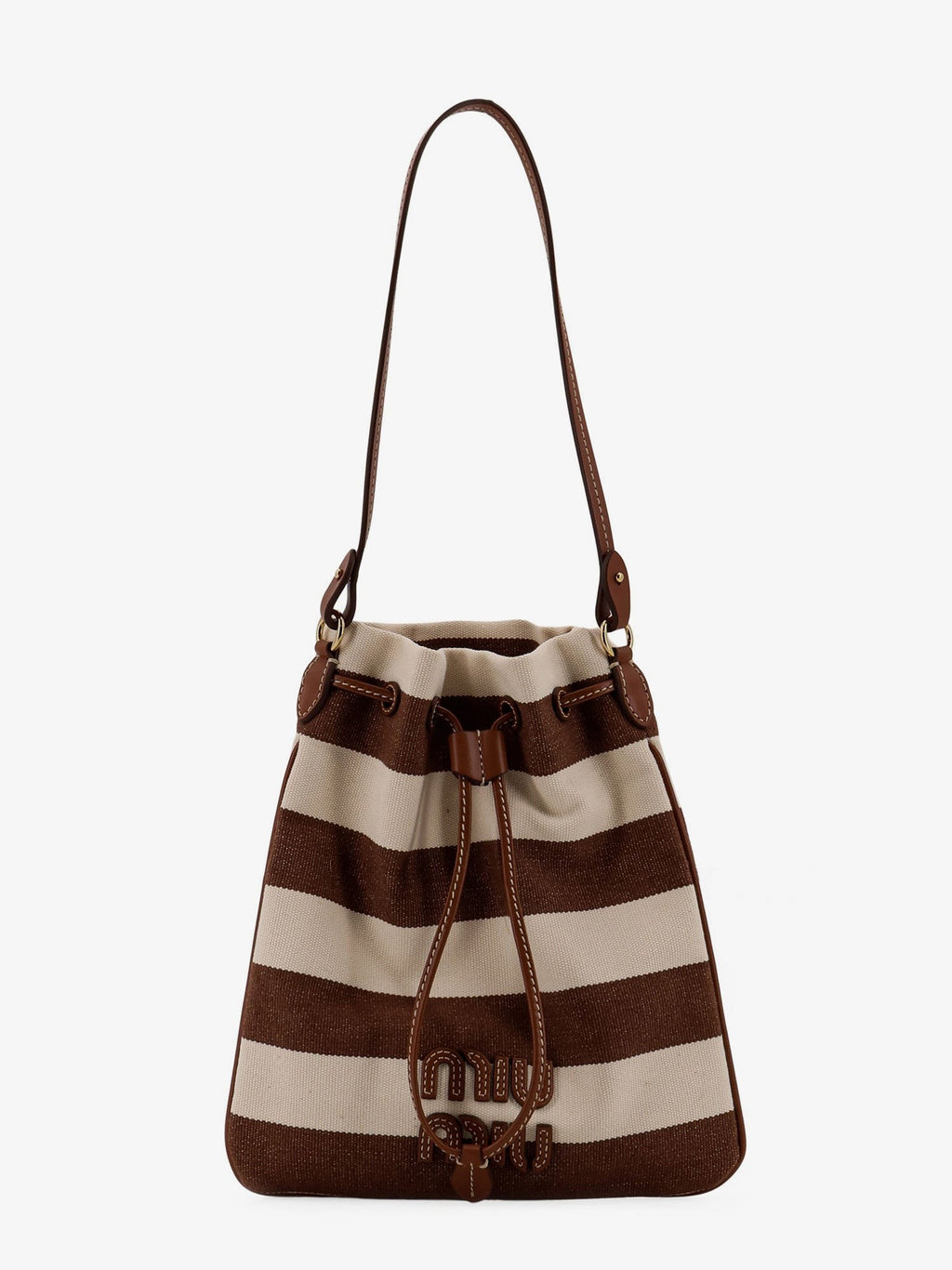 Miu Miu Canvas striped bucket bag