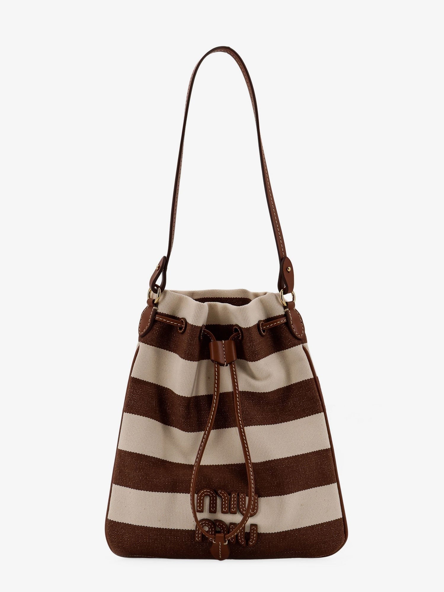 Miu Miu Canvas striped bucket bag