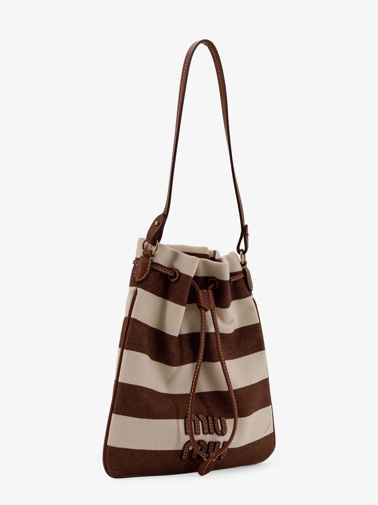 Miu Miu Canvas striped bucket bag