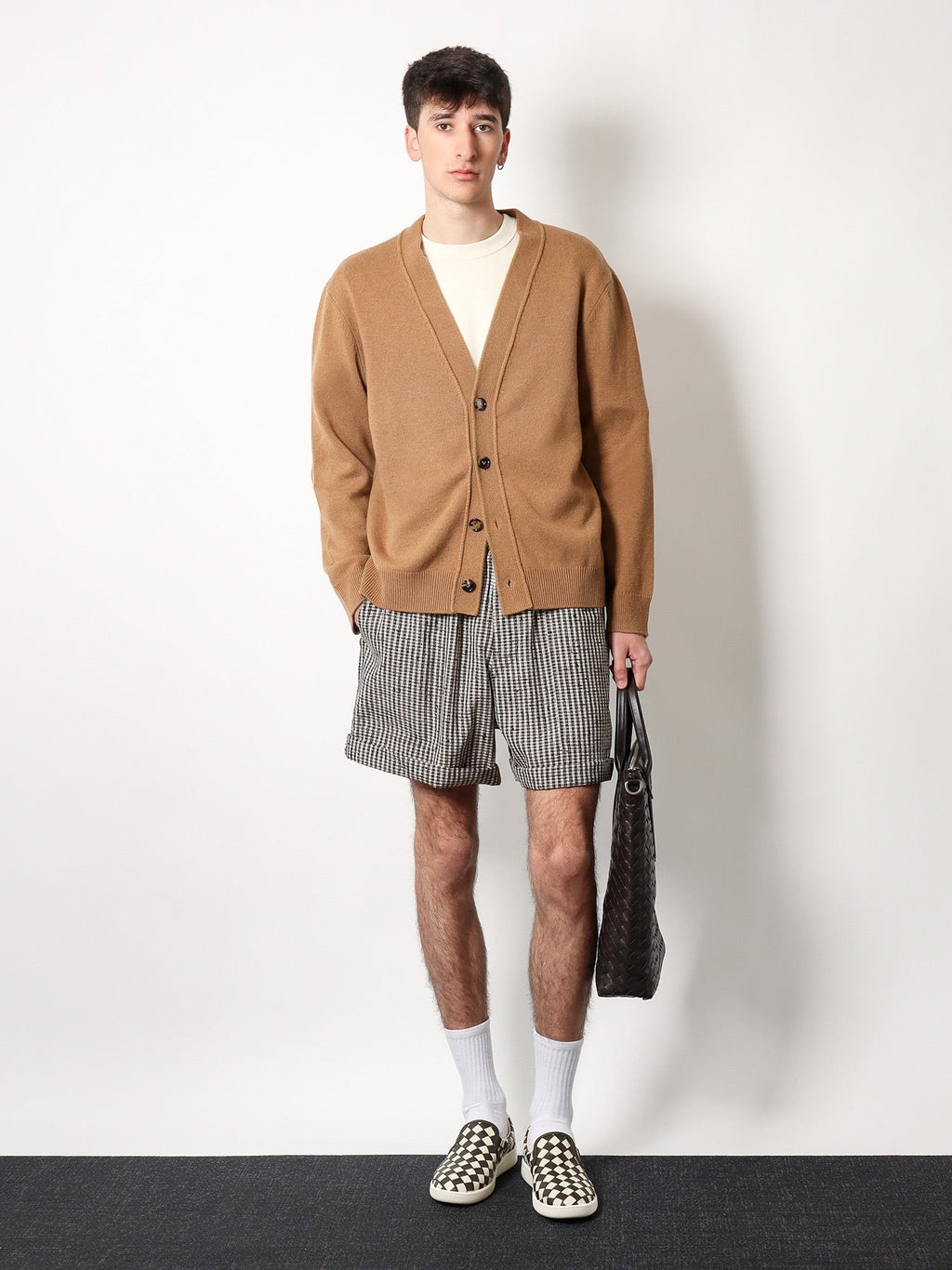 Bottega Veneta Cashmere cardigan with intrecciato iconic motif leather  details