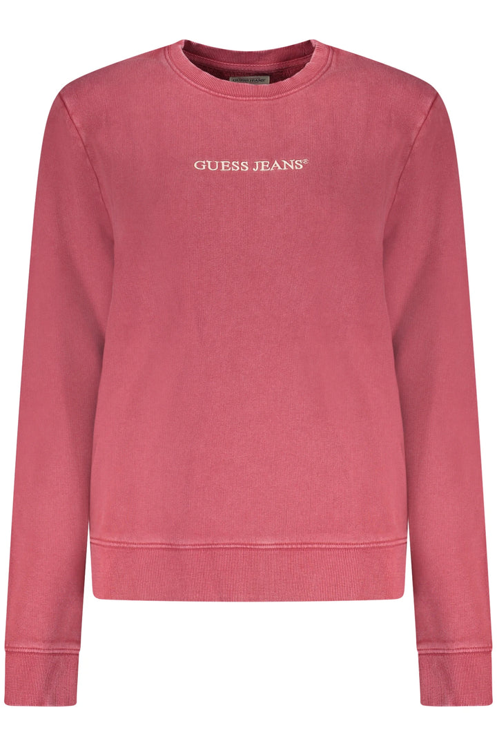 GUESS JEANS WOMEN S RED ZIP-UP SWEATSHIRT