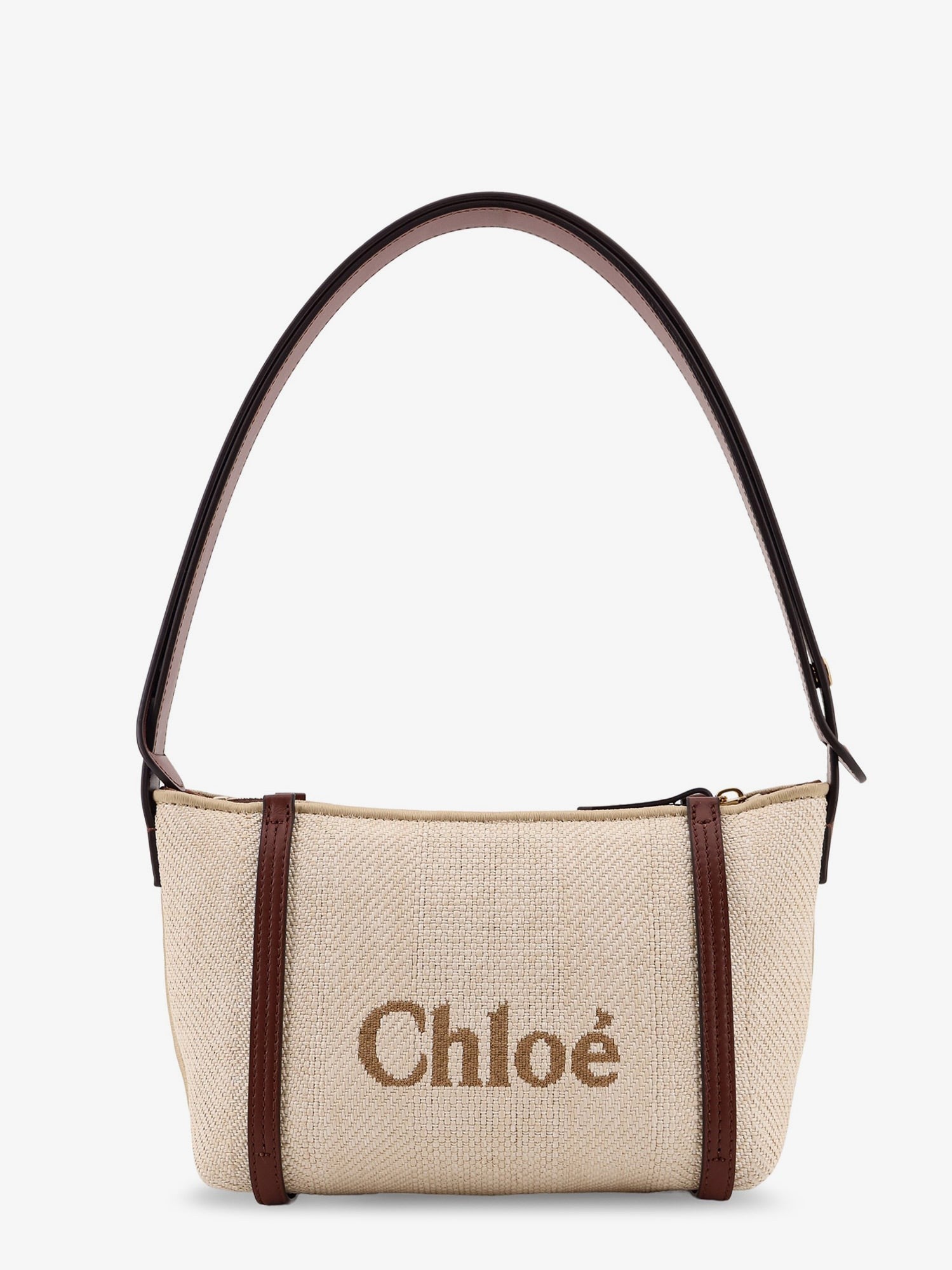 CHLOE' Chloè Carry canvas shoulder bag with logo embroidery