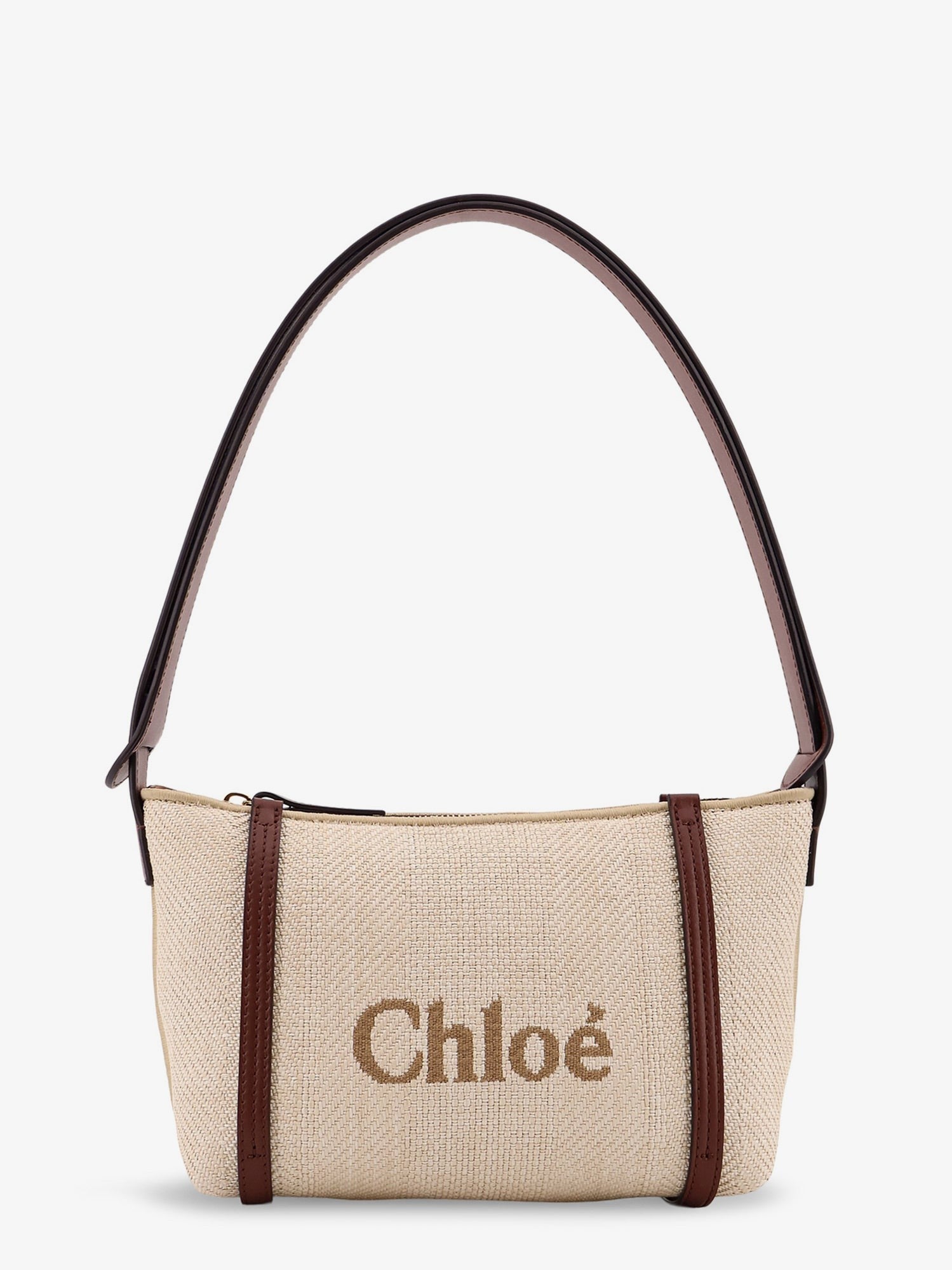 CHLOE' Chloè Carry canvas shoulder bag with logo embroidery