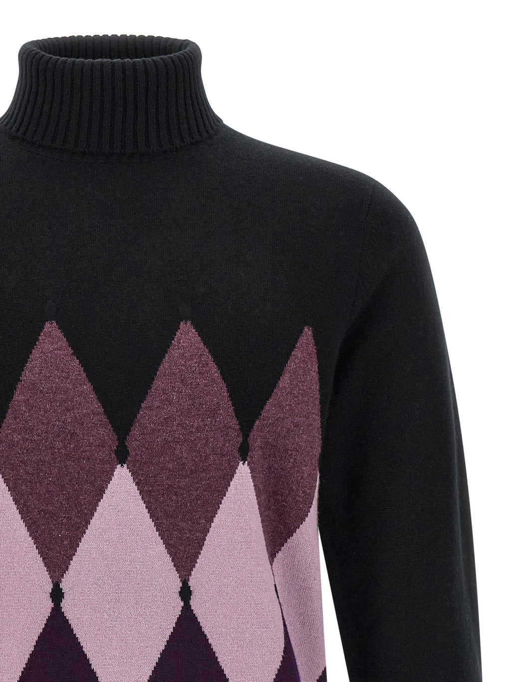 Ballantyne Classic Diamond Intarsia Turtleneck Sweater Black