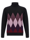 Ballantyne Classic Diamond Intarsia Turtleneck Sweater Black