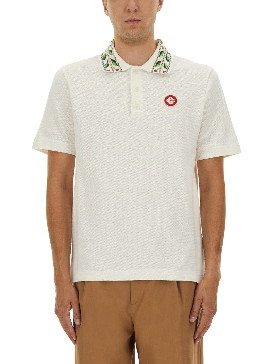 CASABLANCA "CLASSIC LAUREL" PIQUE POLO SHIRT