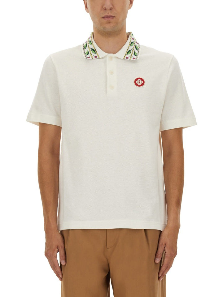 CASABLANCA "CLASSIC LAUREL" PIQUE POLO SHIRT