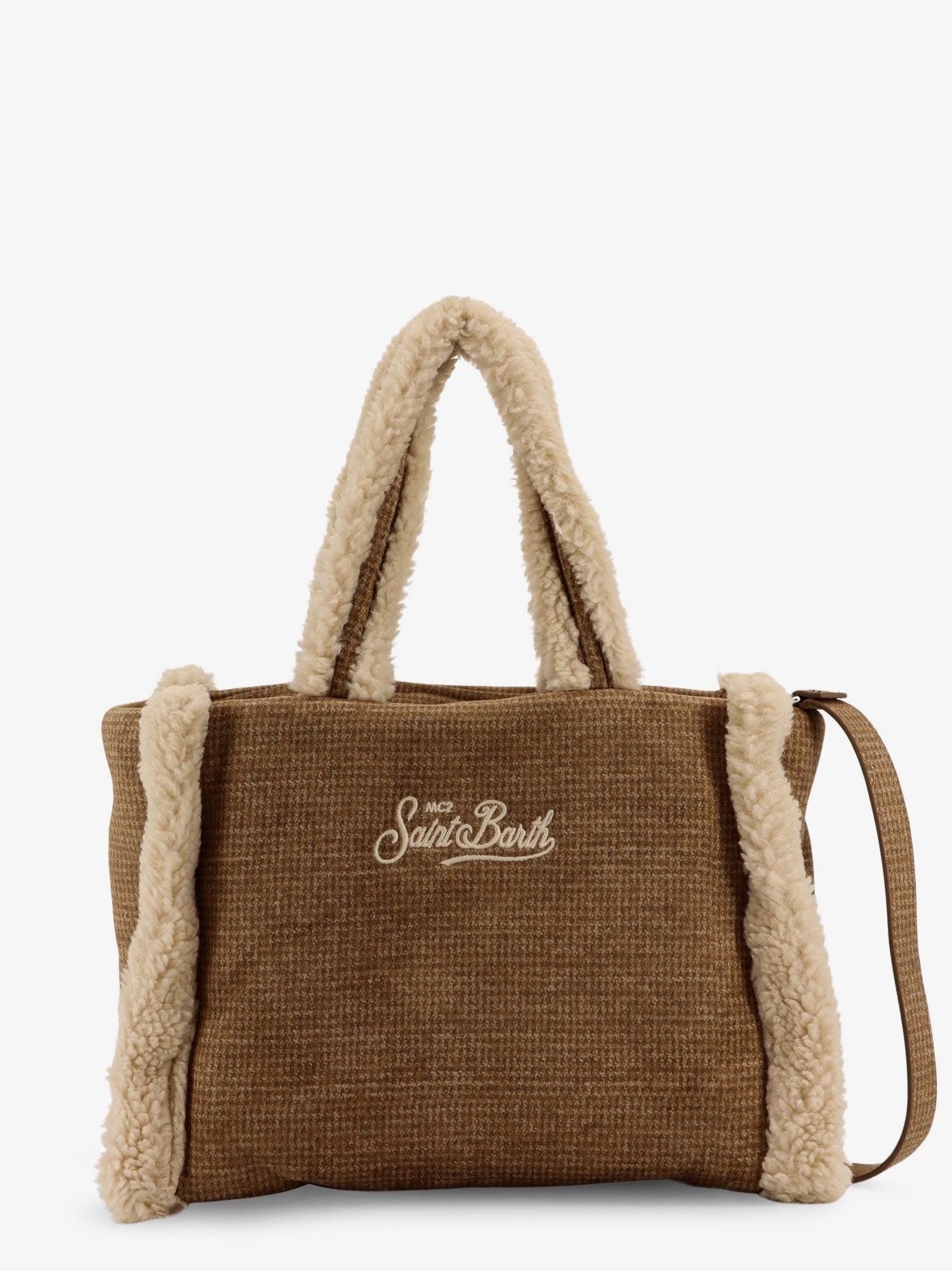 MC2 SAINT BARTH Colette Shearling Pied de Poule shoulder bag