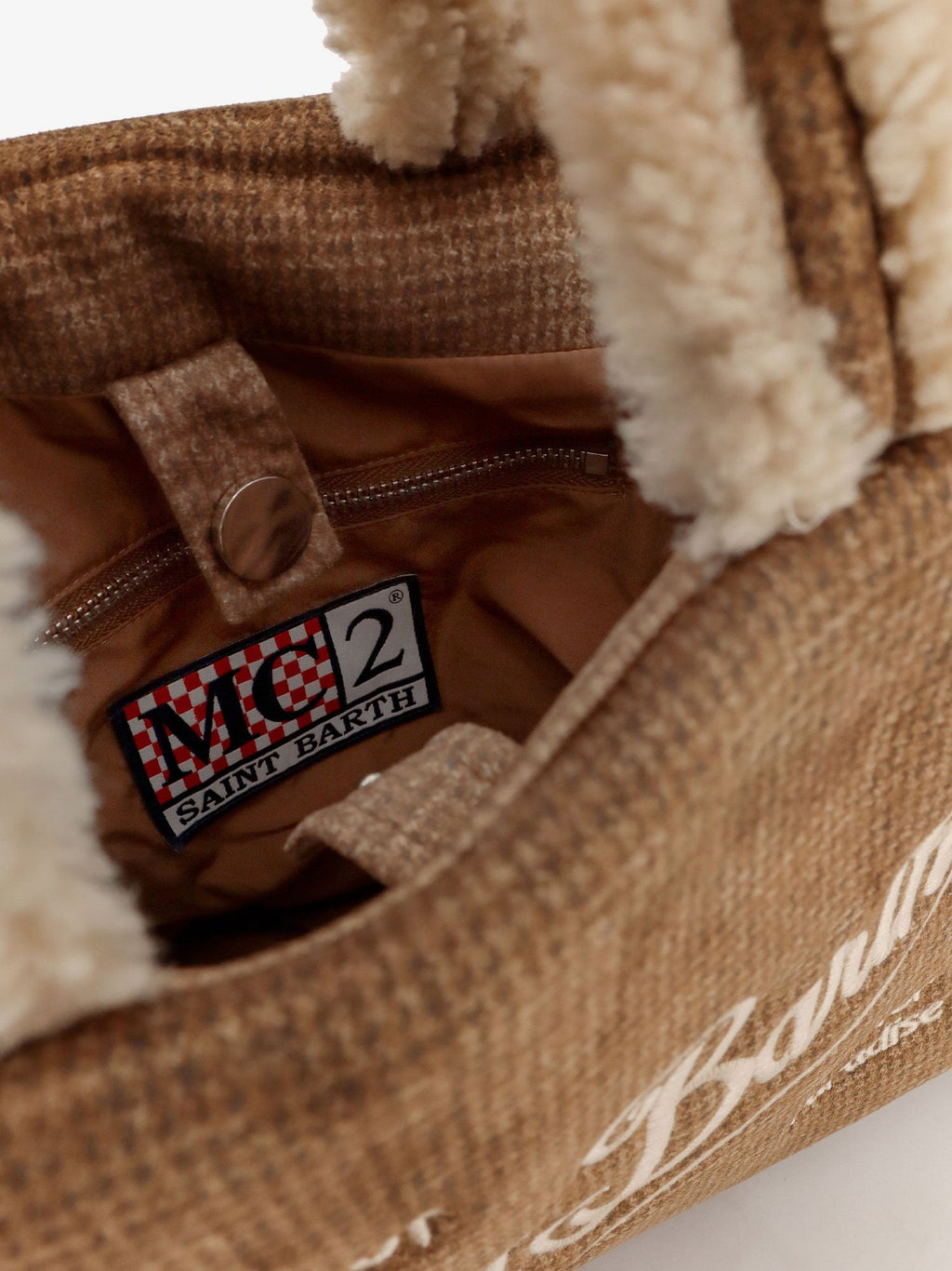 MC2 SAINT BARTH Colette Shearling Pied de Poule shoulder bag