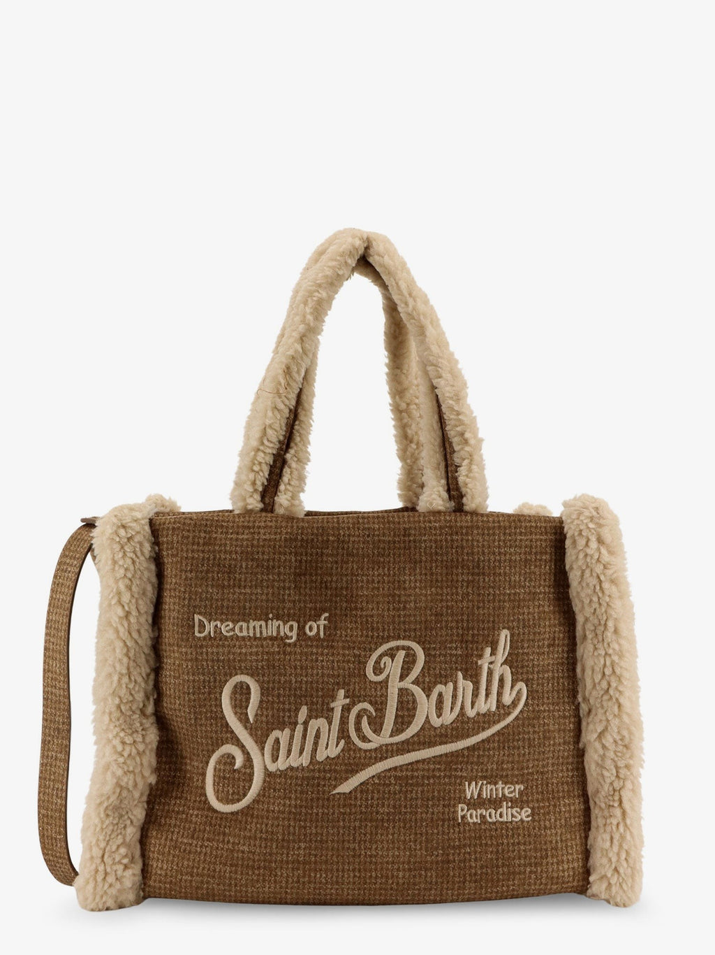 MC2 SAINT BARTH Colette Shearling Pied de Poule shoulder bag