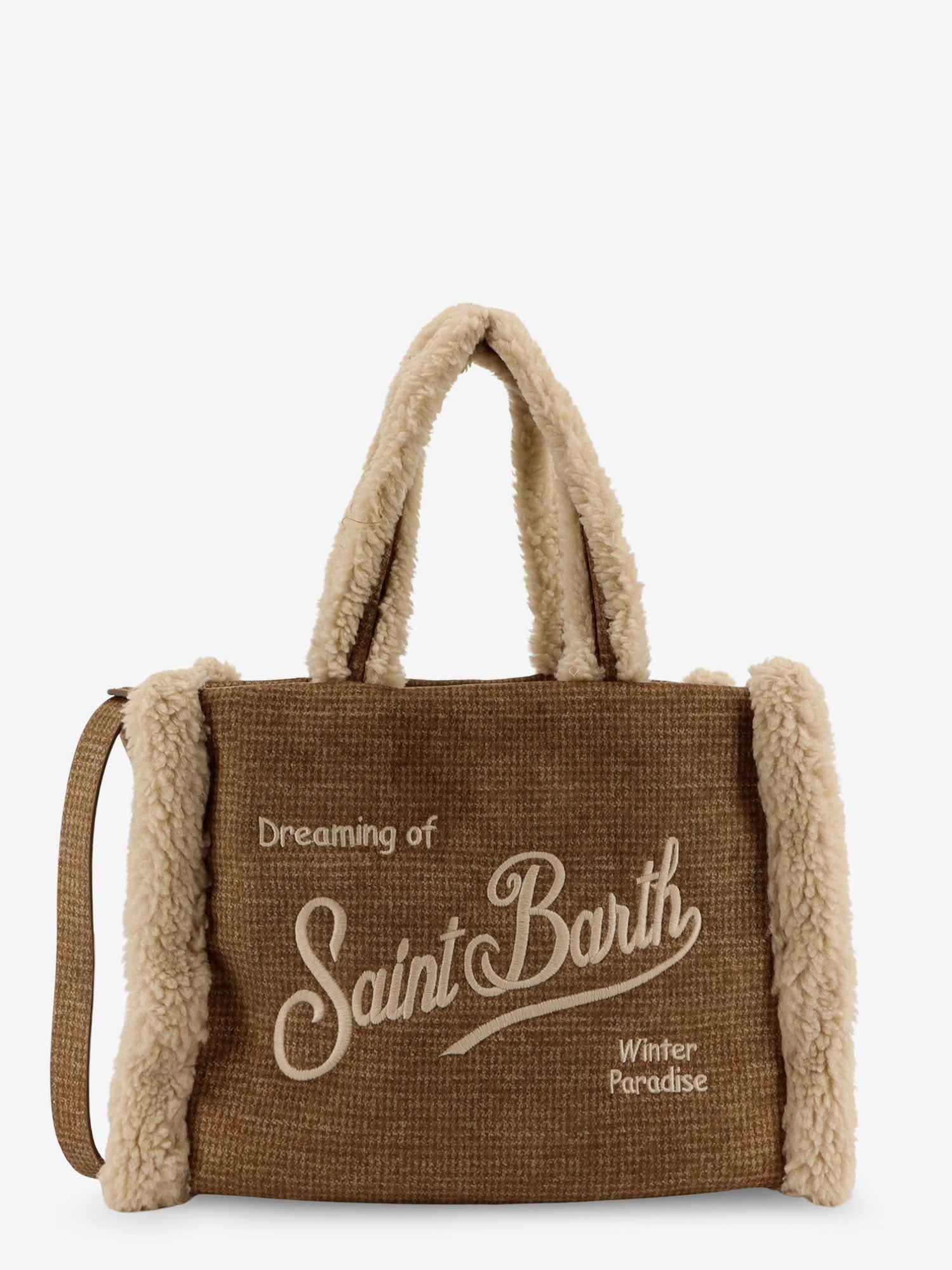 MC2 SAINT BARTH Colette Shearling Pied de Poule shoulder bag