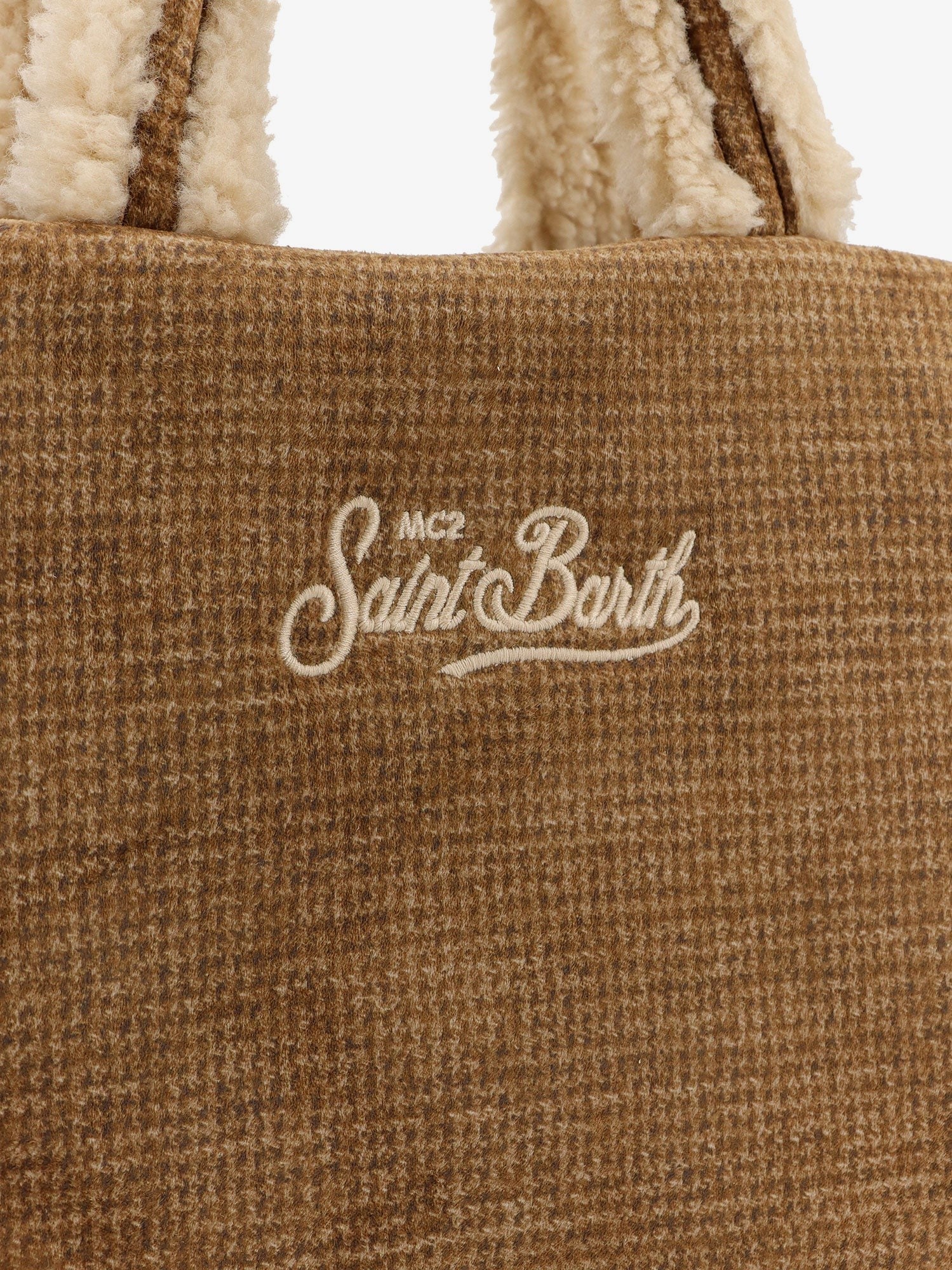 MC2 SAINT BARTH Colette Shearling Pied de Poule shoulder bag