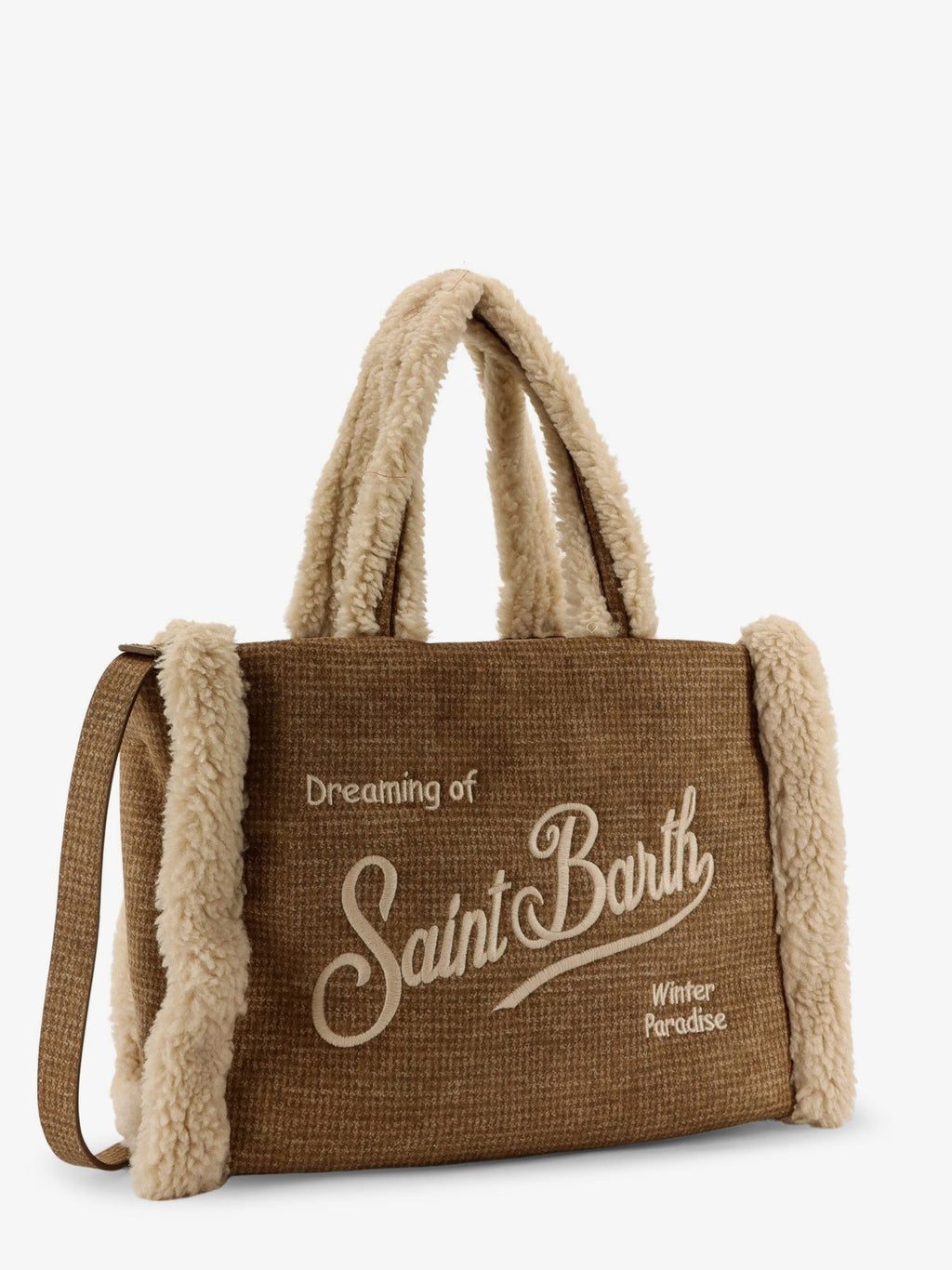 MC2 SAINT BARTH Colette Shearling Pied de Poule shoulder bag