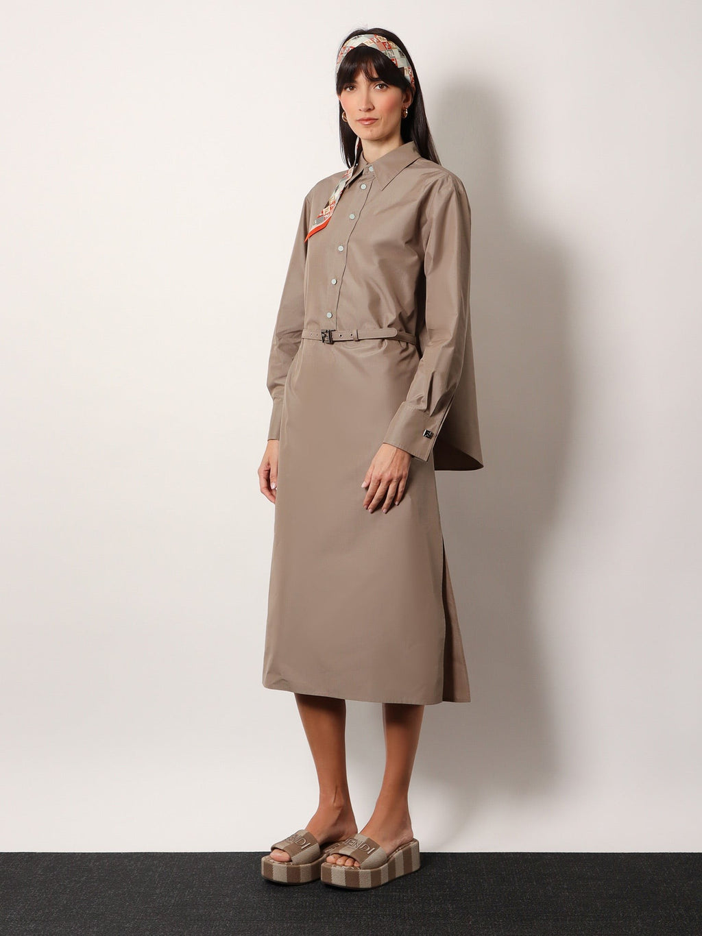 Fendi Cotton and silk chemisiere dress