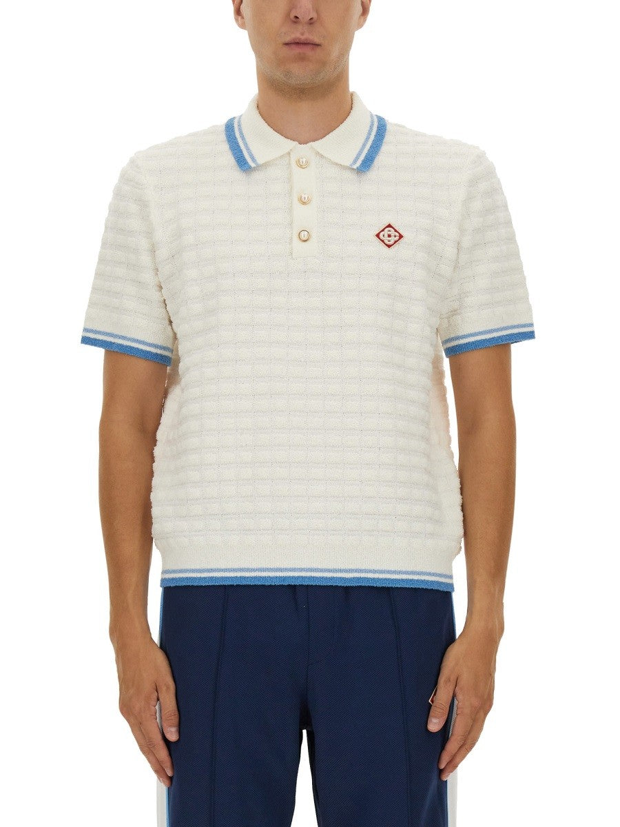 CASABLANCA COTTON BOUCLÉ POLO SHIRT