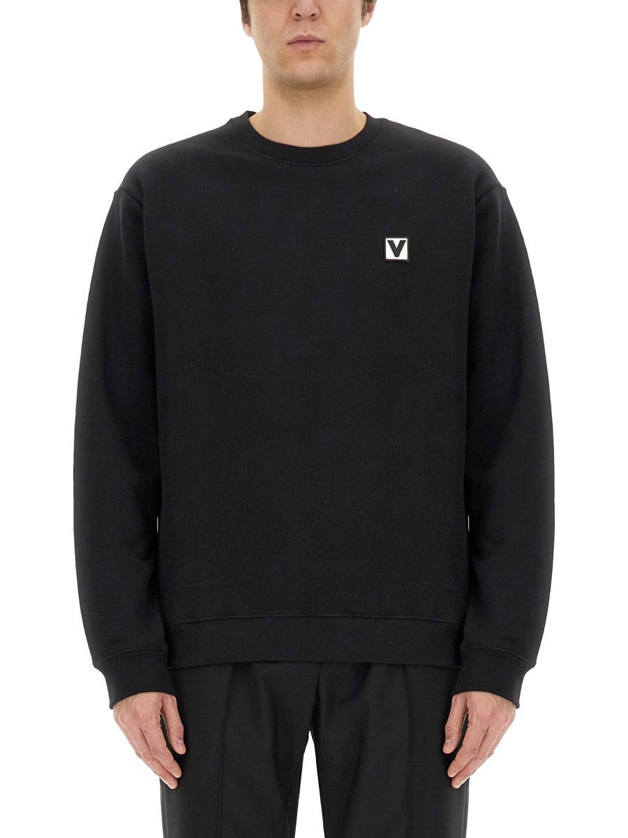 Valentino COTTON CREWNECK SWEATSHIRT WITH "CHEZ VALENTINO" PATCH