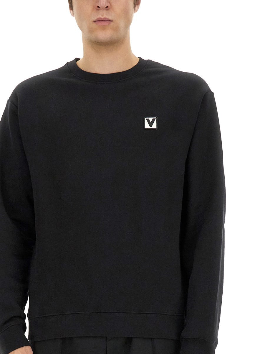 Valentino COTTON CREWNECK SWEATSHIRT WITH "CHEZ VALENTINO" PATCH