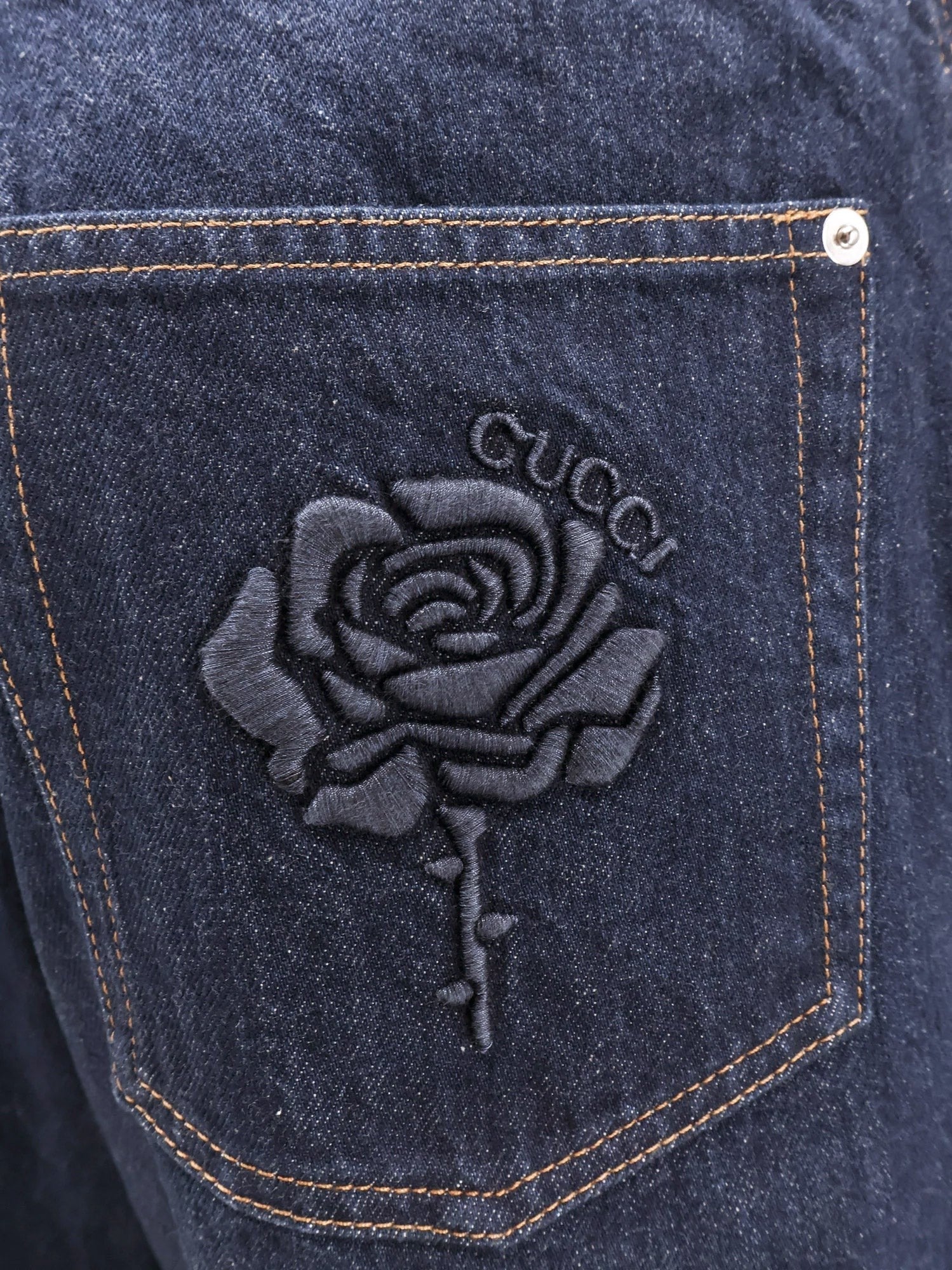 Gucci Cotton jeans with back floral print