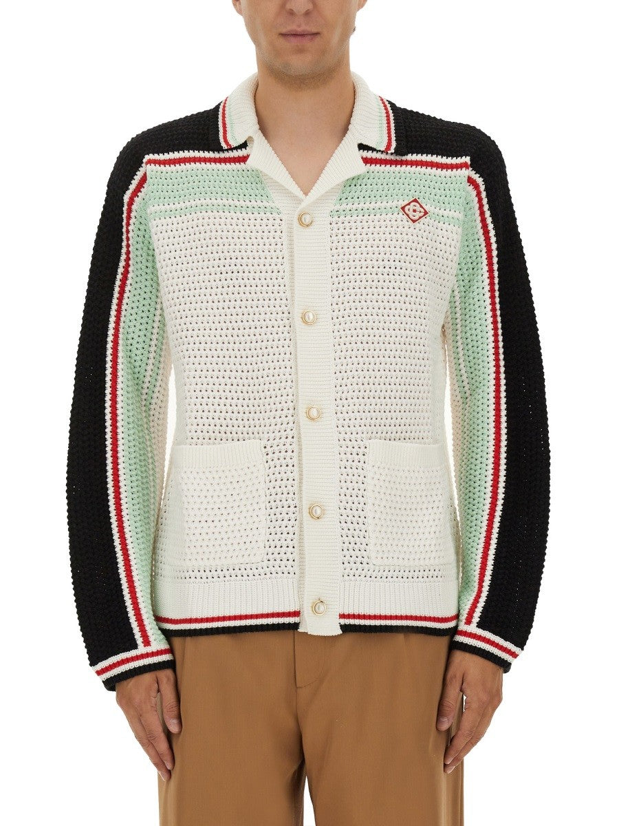 CASABLANCA COTTON KNIT TENNIS SHIRT