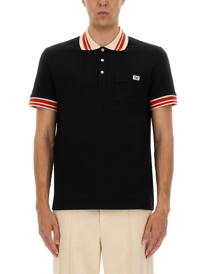 Valentino COTTON PIQUE POLO SHIRT WITH "VLOGO" PATCH
